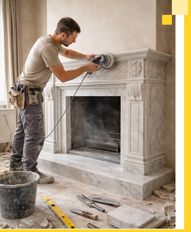 Изготовление и установка мраморных каминов в Кронштадте под ключ