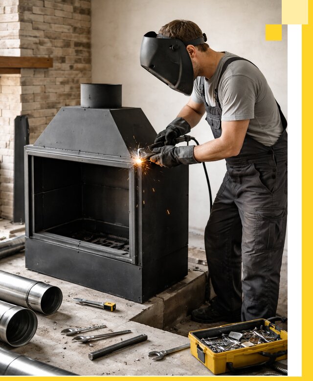 Продажа и установка металлических каминов в Кронштадте под ключ