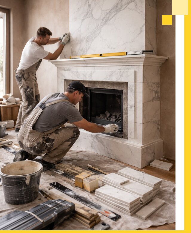 Отделка каминов в Кронштадте качественные облицовочные работы