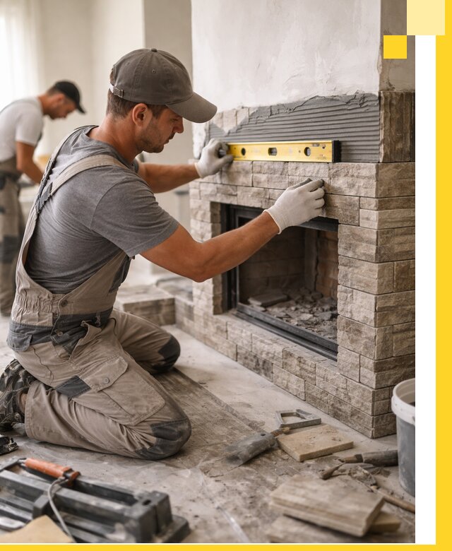 Облицовка каминов в Кронштадте, монтаж и отделка натуральным камнем