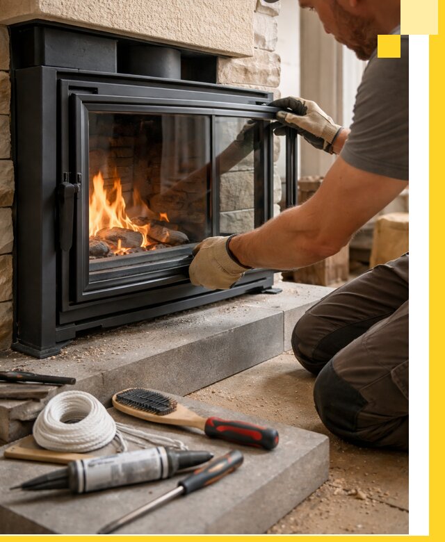 Производство, монтаж и доставка каминов со стеклом в Кронштадте