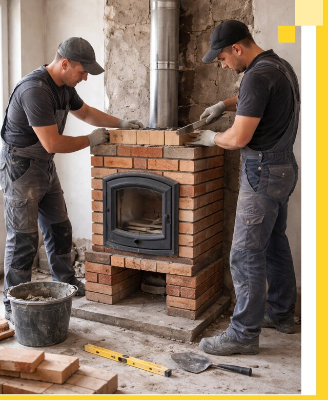 Монтаж печи камина под ключ в Кронштадте с гарантией и пусконаладкой