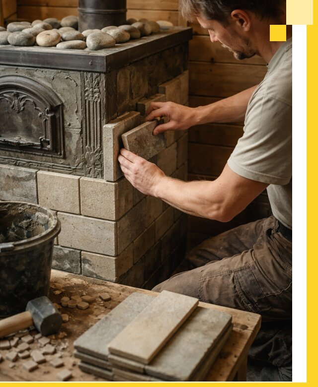 Облицовка банных печей в Кронштадте профессиональная отделка