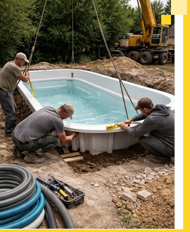 Установка и монтаж композитных бассейнов под ключ в Кронштадте