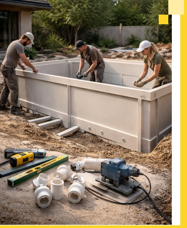 Установка полипропиленовых бассейнов под ключ в Кронштадте