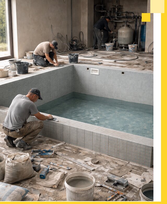 Строительство и монтаж бассейнов в помещении в Кронштадте