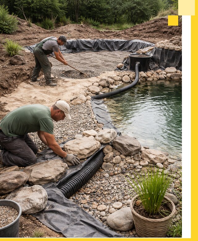 Строительство природных бассейнов и озер в Кронштадте под ключ