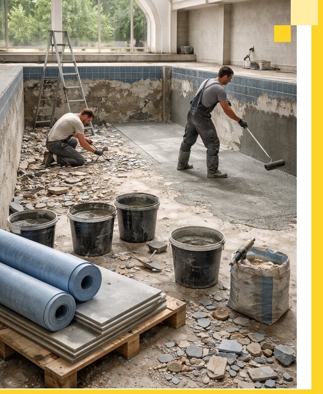 Реконструкция бассейнов в Кронштадте: ремонт, гидроизоляция