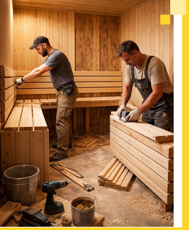 Профессиональный комплексный ремонт саун под ключ в Кронштадте