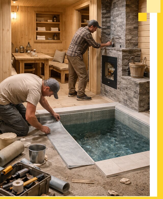 Строительство бань с комнатой отдыха под ключ в Кронштадте