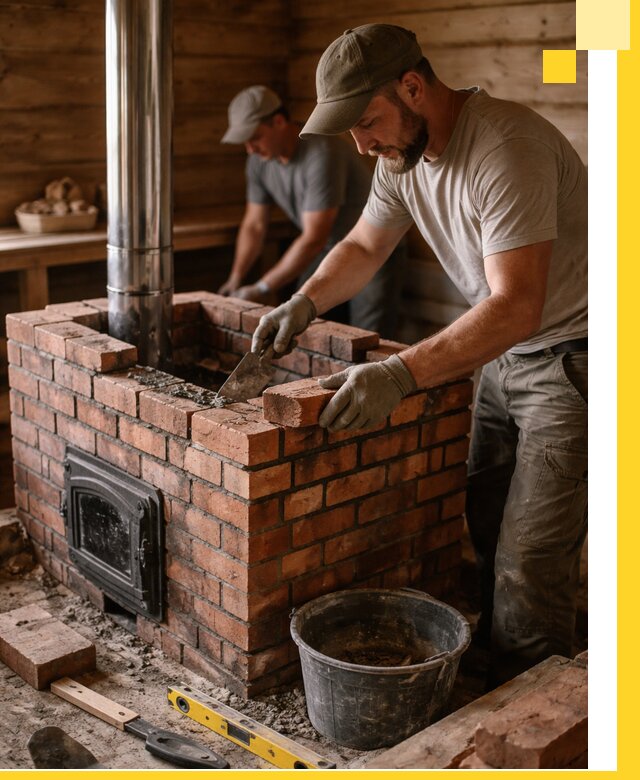 Кирпичные печи для бани под ключ в Кронштадте, проект и монтаж