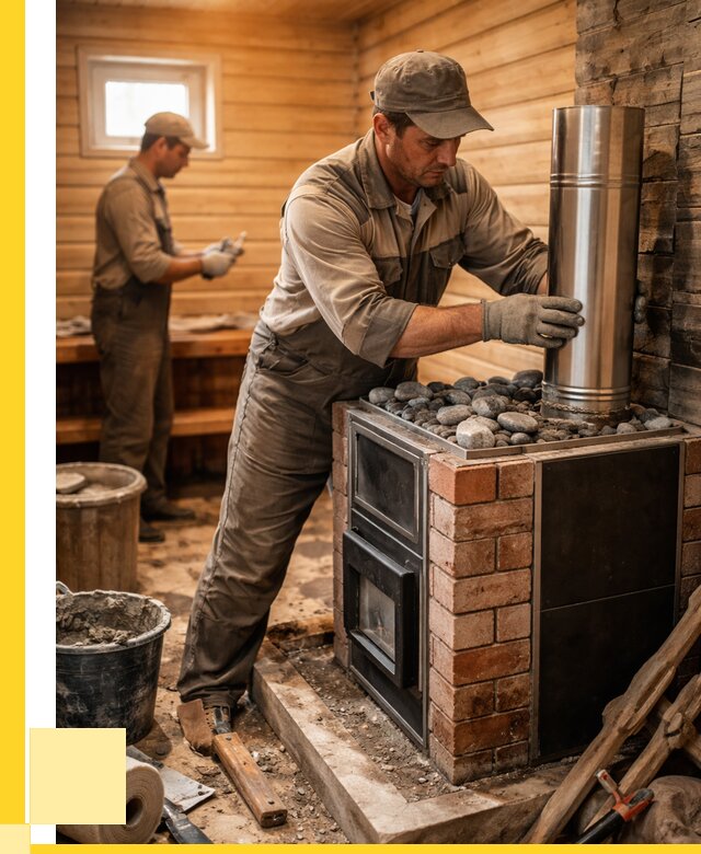 Монтаж печи в бане под ключ в Кронштадте от 20868 р. | ЭриданКрн