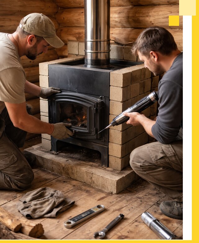 Монтаж и установка печи в бане под ключ с гарантией в Кронштадте