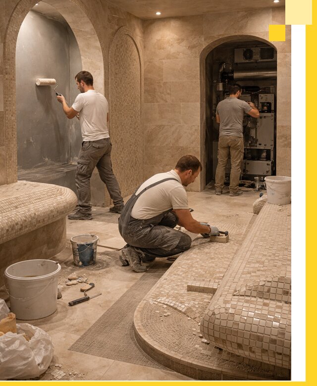 Строительство бани с хамамом и бассейном под ключ в Кронштадте