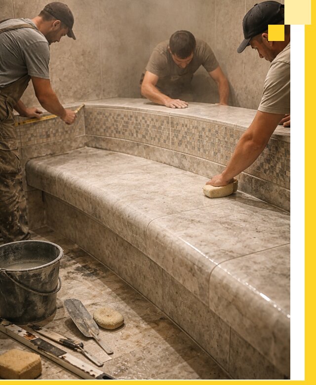 Изготовление и установка сидений для хамама в Кронштадте