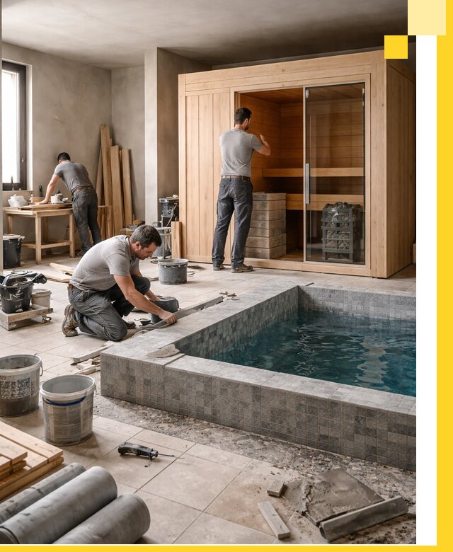 SPA зоны под ключ с бассейном сауной и печью в Кронштадте